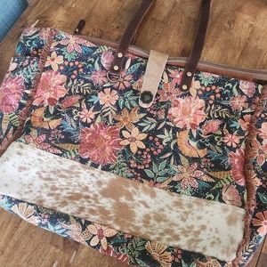 Myra Bag- Floral with Cow Print